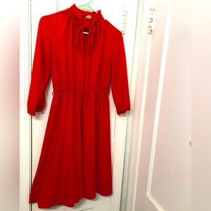 Vintage 80s Mockneck Red Stripe Dress
